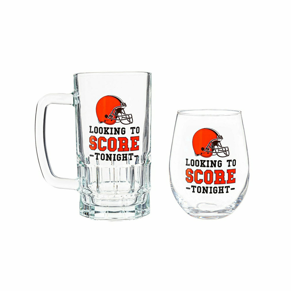 Cleveland Browns, Stemless 17OZ Wine & Beer 16 OZ Gift Set, NFL