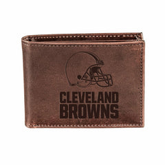 Cleveland Browns, Bi-Fold Wallet, Brown, CH, 100% Genuine Leather, NFL, Home