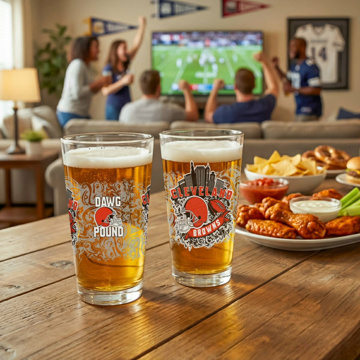 Cleveland Browns 16oz Glass pint, Set of 2, NFL, Home