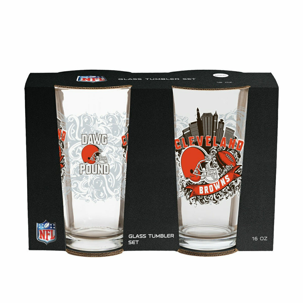 Cleveland Browns 16oz Glass pint, Set of 2, NFL, Home