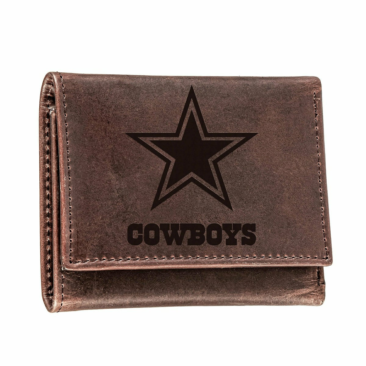 Dallas Cowboys, Tri-Fold Wallet, Brown, CH, 100% Genuine Leather, NFL, Home