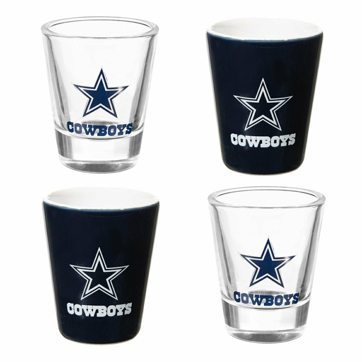 Dallas Cowboys 4-Piece Ceramic and Glass 2oz. Shot Glass Set, NFL, Home