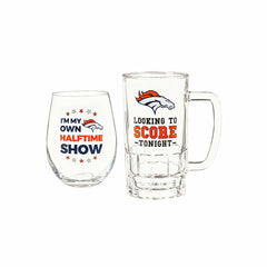 Denver Broncos, Stemless 17OZ Wine & Beer 16 OZ Gift Set, NFL, Home