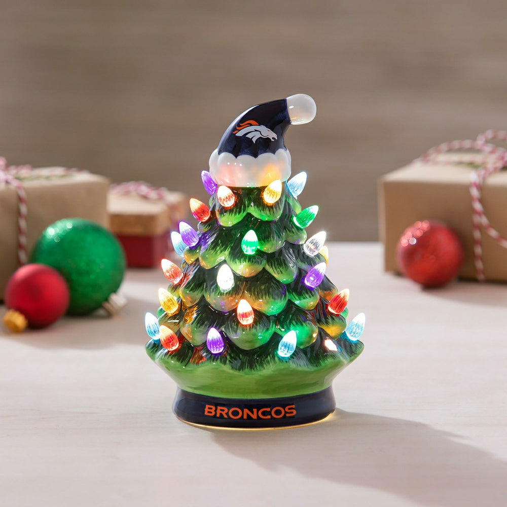 8" LED Ceramic Christmas Tree, Denver Broncos, NFL, Home