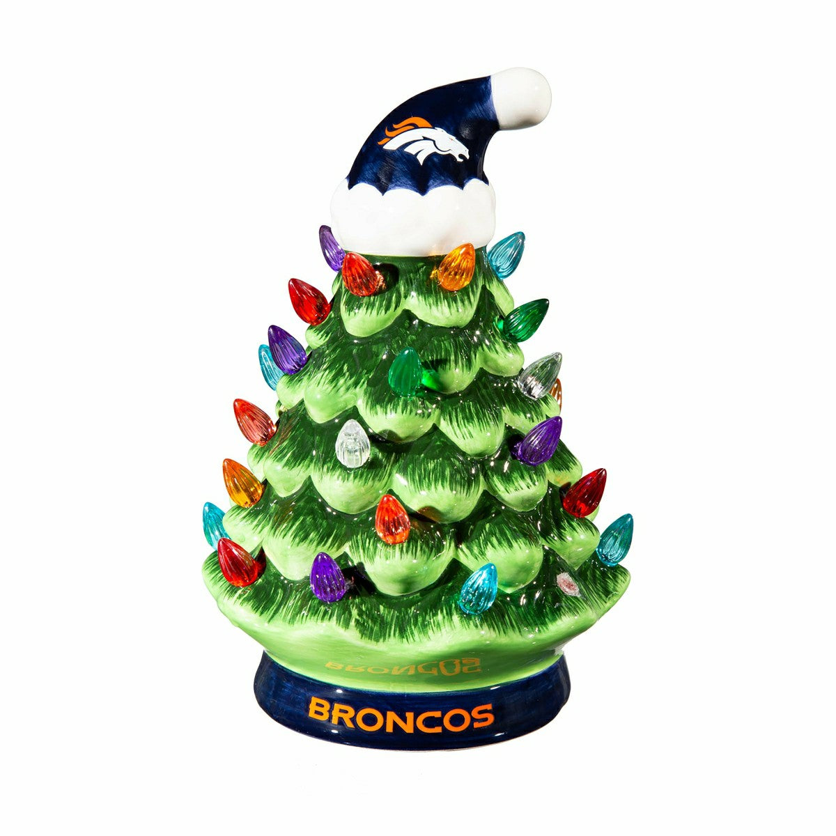8" LED Ceramic Christmas Tree, Denver Broncos, NFL, Home