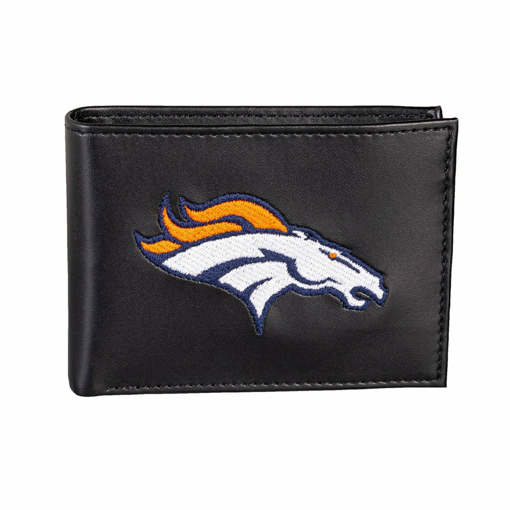 Denver Broncos Black Bi-Fold Embroidered Wallet w/ RFID Blocking, NFL, Home