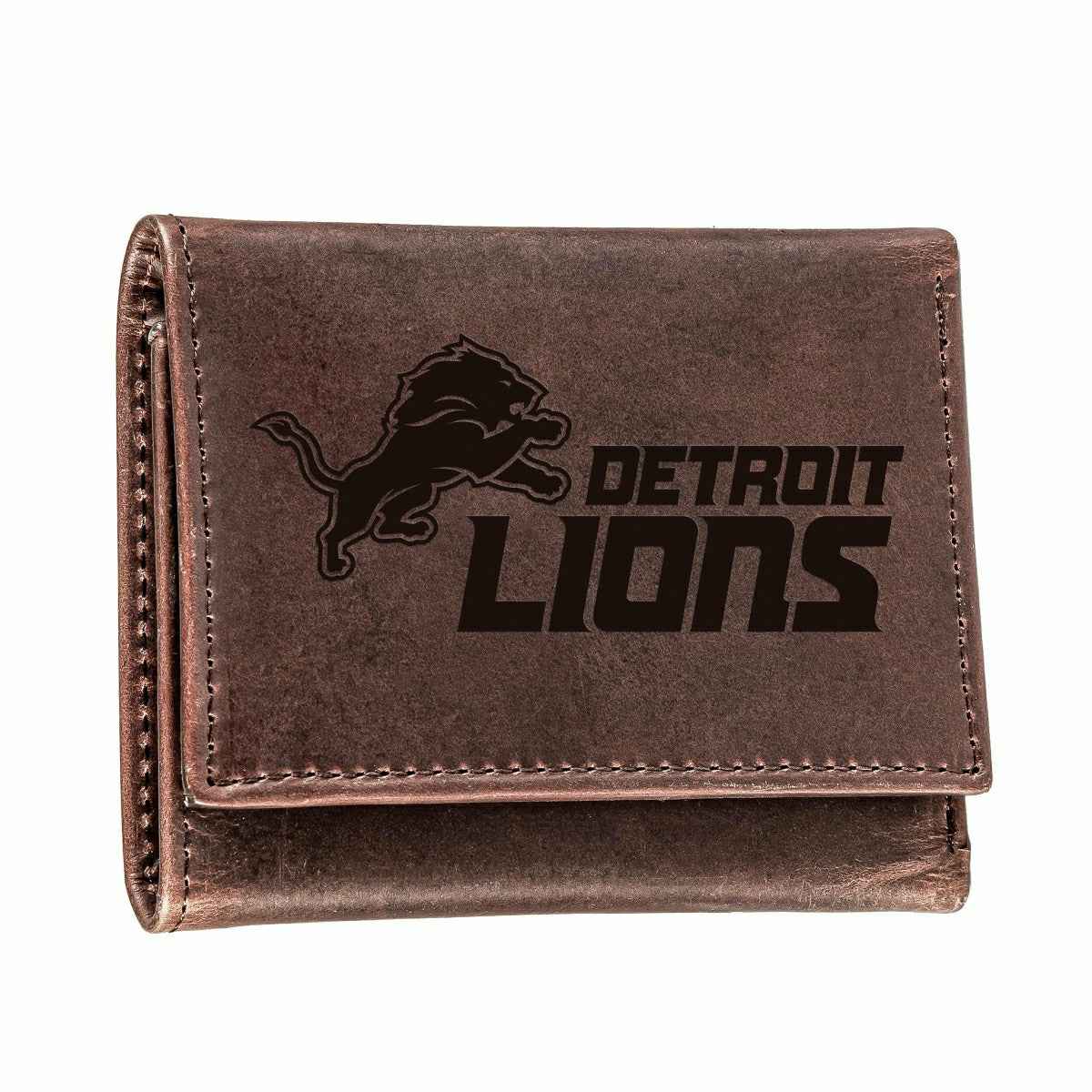 Detroit Lions, Tri-Fold Wallet, Brown, CH, 100% Genuine Leather, NFL, Home