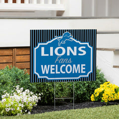 Detroit Lions Coroplast Yard Sign, "Fans Welcome", NFL, Home