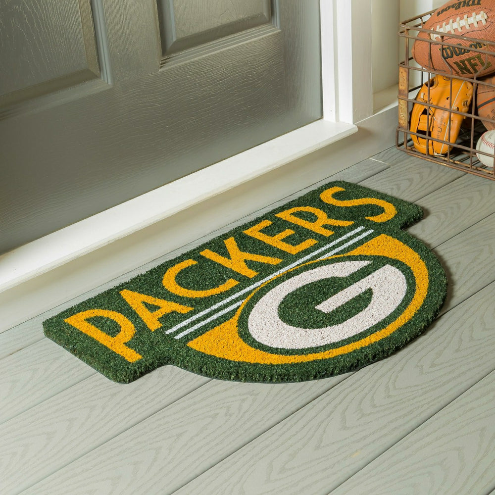 NFL Shaped Coir Door Mat, Packers, NFL