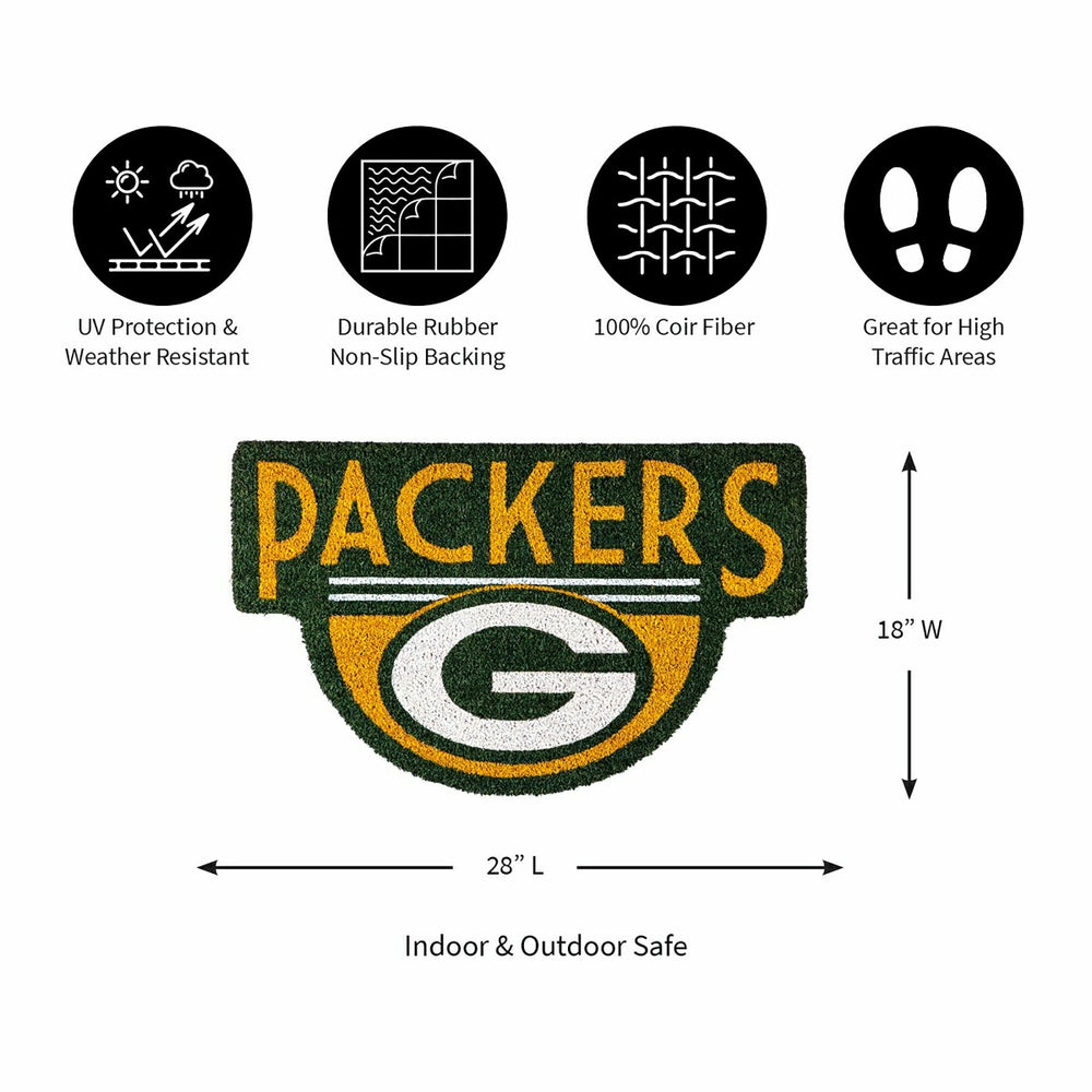 NFL Shaped Coir Door Mat, Packers, NFL