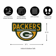 NFL Shaped Coir Door Mat, Packers, NFL