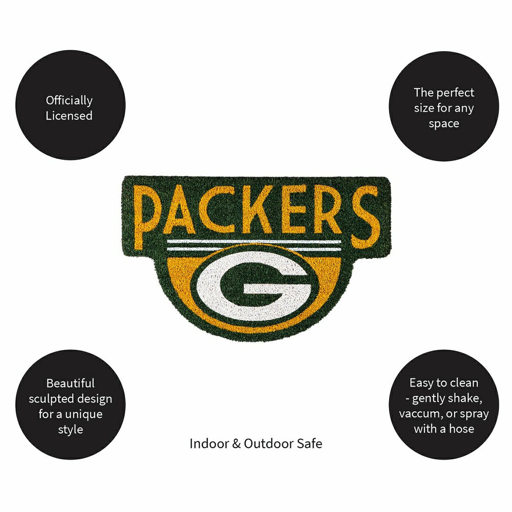 NFL Shaped Coir Door Mat, Packers, NFL