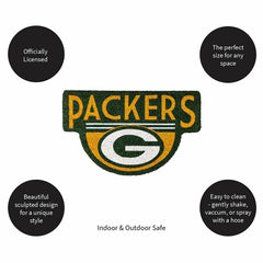NFL Shaped Coir Door Mat, Packers, NFL