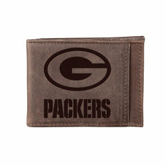 Front Pocket Wallet w/ RFID Blocking, Green Bay Packers, Brown, NFL, Home