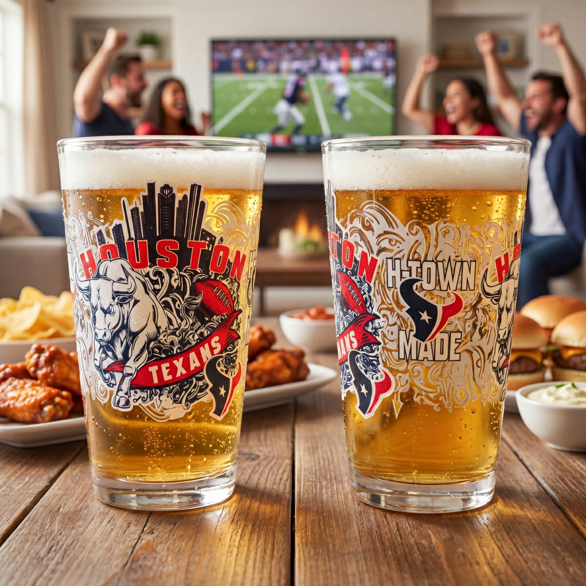 Houston Texans 16oz Glass pint, Set of 2, NFL, Home