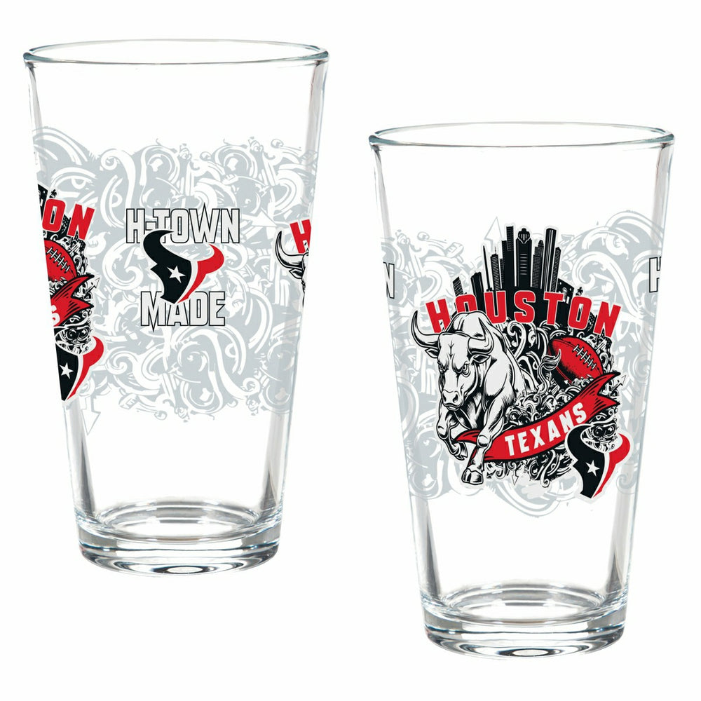 Houston Texans 16oz Glass pint, Set of 2, NFL, Home