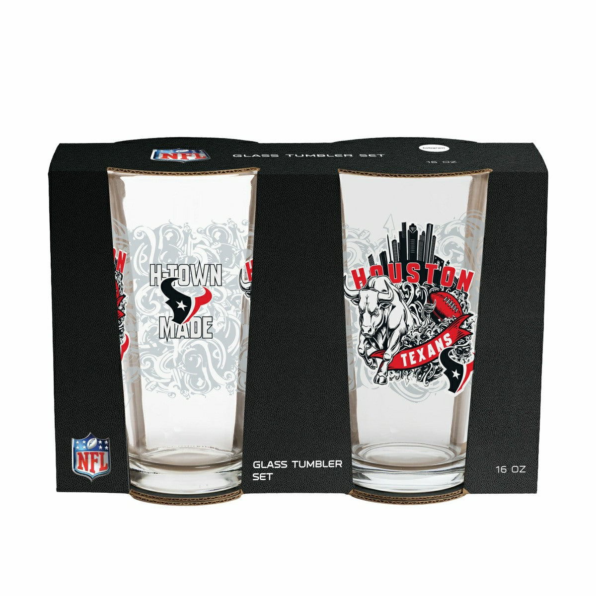Houston Texans 16oz Glass pint, Set of 2, NFL, Home
