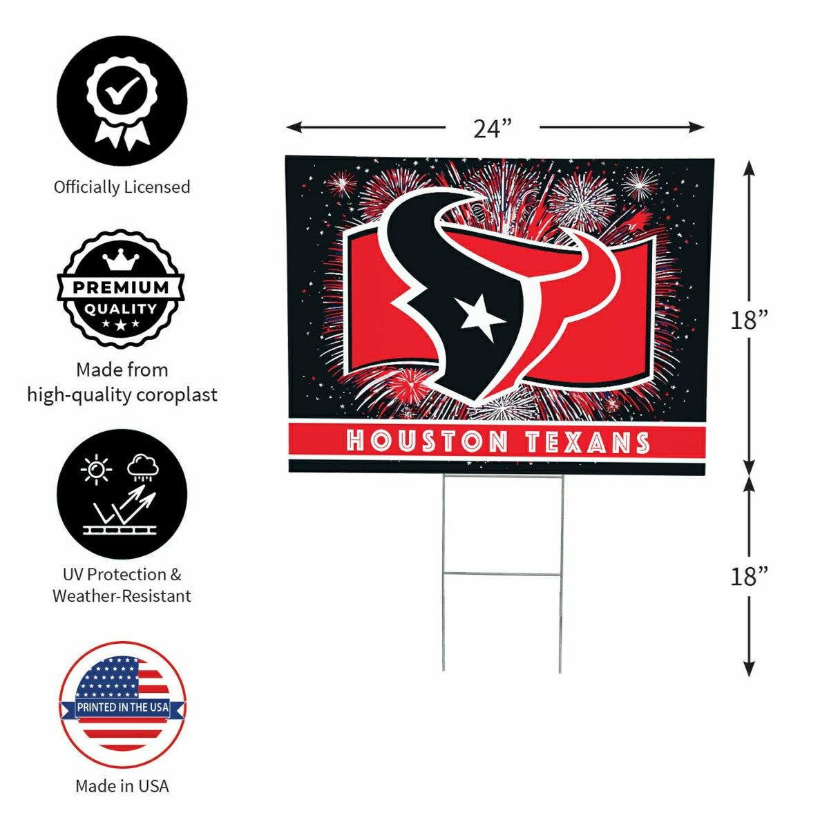 Houston Texans Yard Sign, Patriotic, NFL, Home