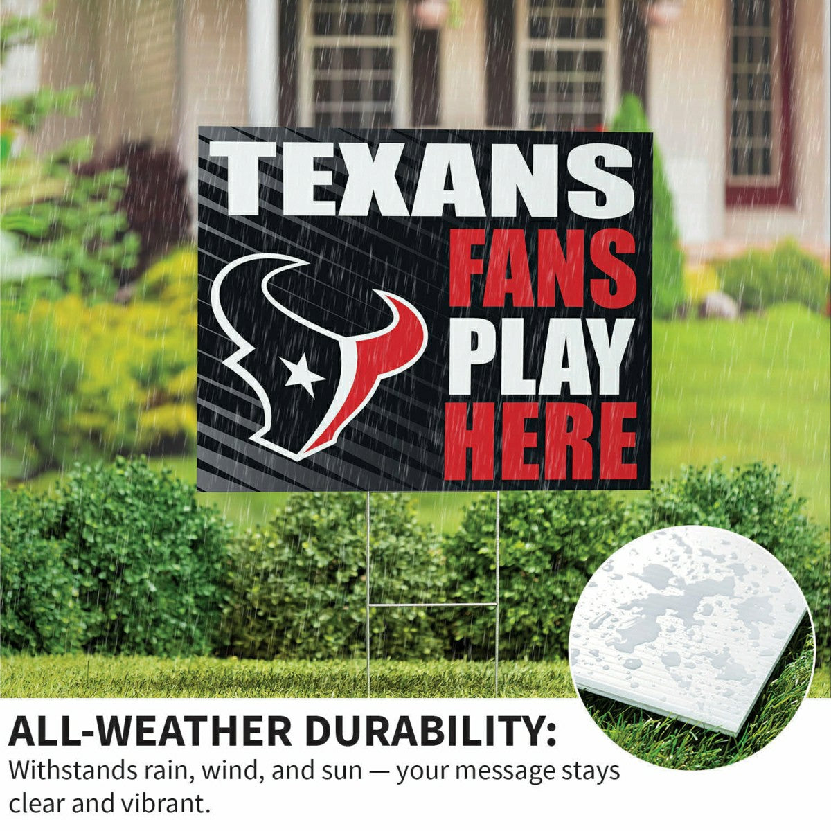 Houston Texans Coroplast Yard Sign "Fans Play Here", NFL, Home