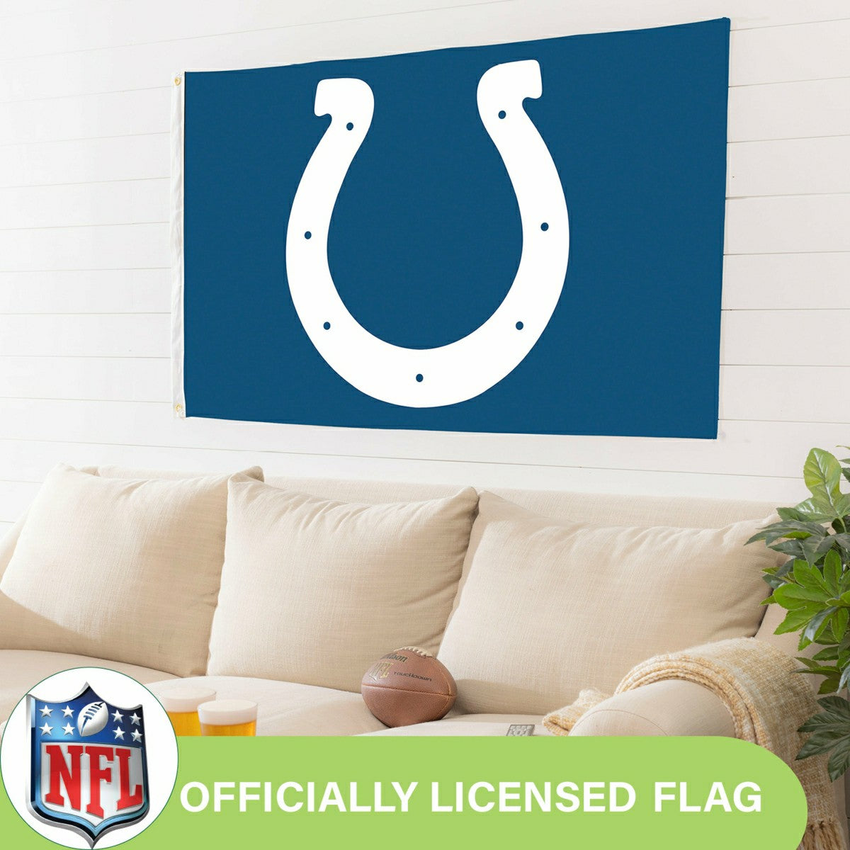 Indianapolis Colts Single Sided Flag w/ 2 Grommets, 3'x5', NFL, Home
