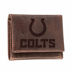 Indianapolis Colts, Tri-Fold Wallet, Brown, CH, 100% Genuine Leather, NFL, Home