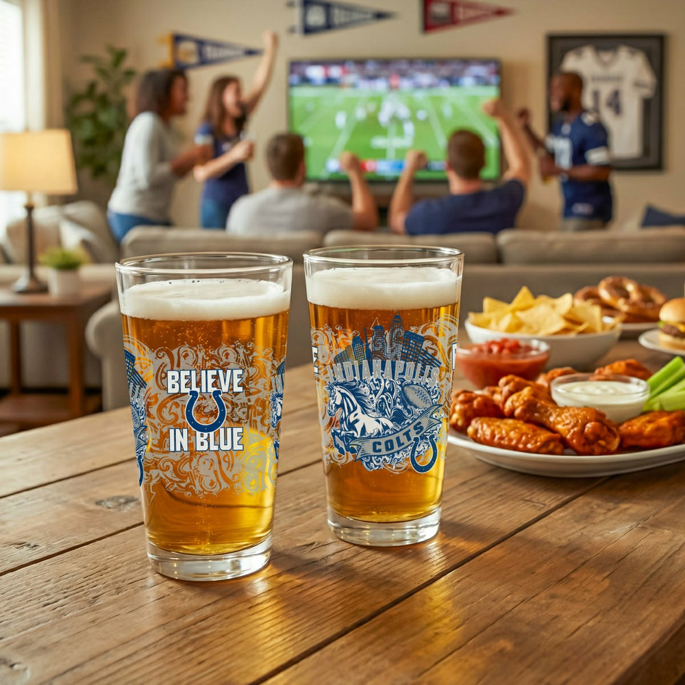 Indianapolis Colts 16oz Glass pint, Set of 2, NFL, Home