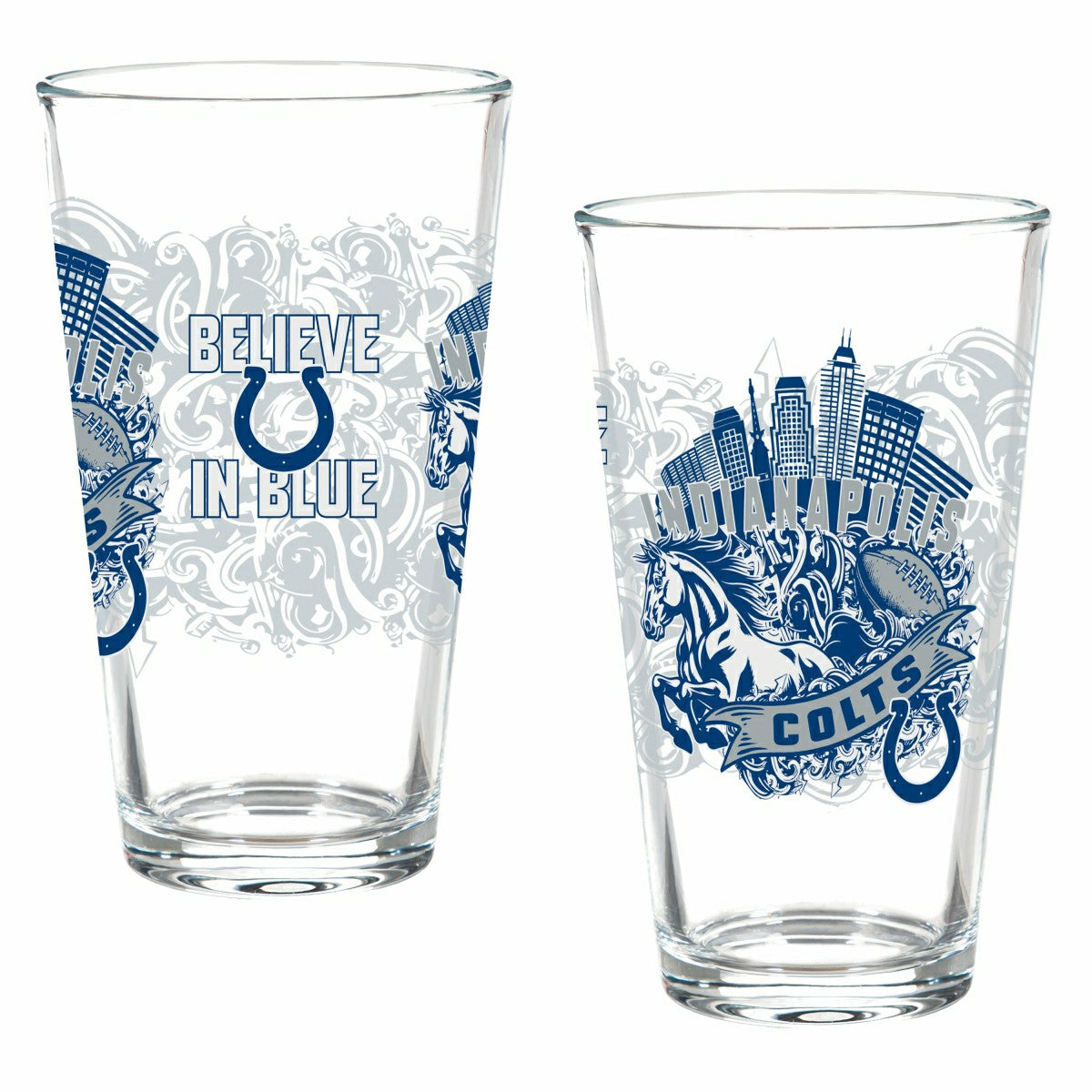 Indianapolis Colts 16oz Glass pint, Set of 2, NFL, Home