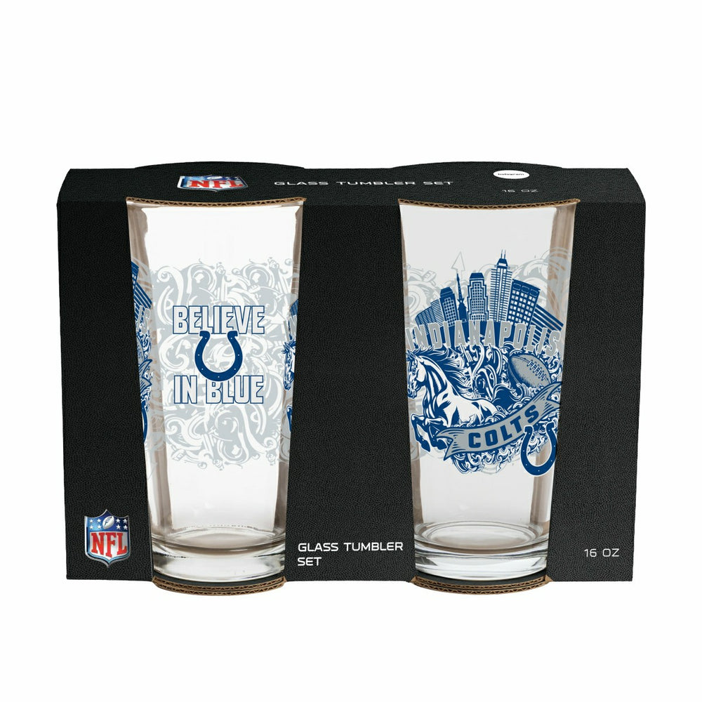 Indianapolis Colts 16oz Glass pint, Set of 2, NFL, Home