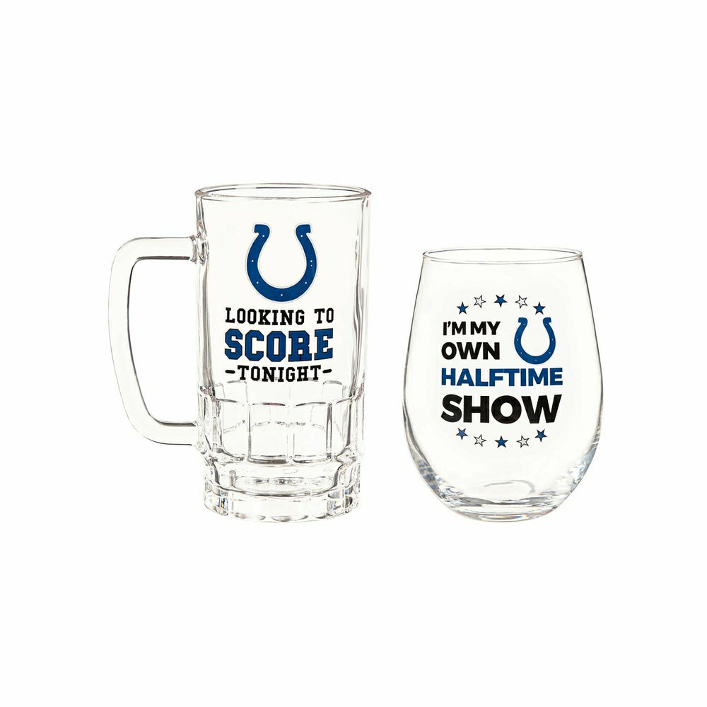 Indianapolis Colts, Stemless 17OZ Wine & Beer 16 OZ Gift Set, NFL