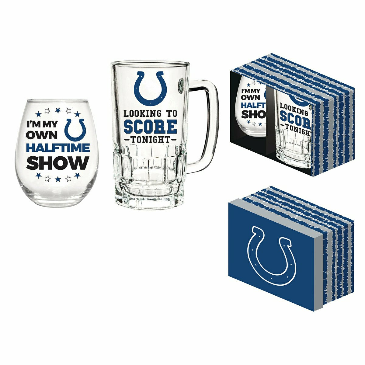 Indianapolis Colts, Stemless 17OZ Wine & Beer 16 OZ Gift Set, NFL