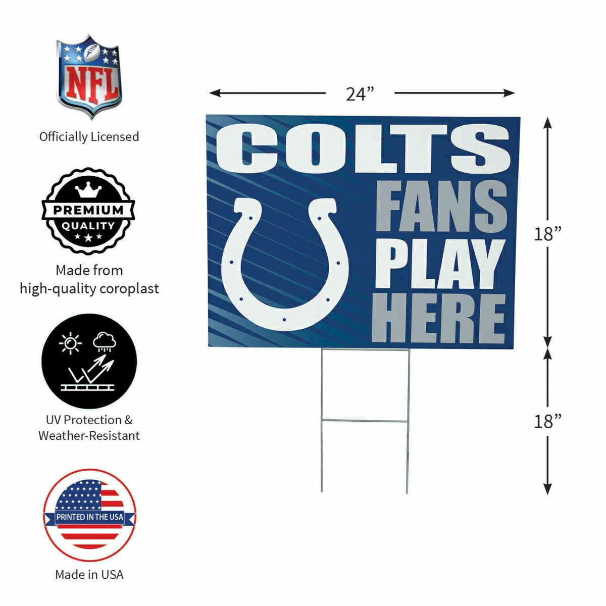 Indianapolis Colts Coroplast Yard Sign "Fans Play Here", NFL, Home