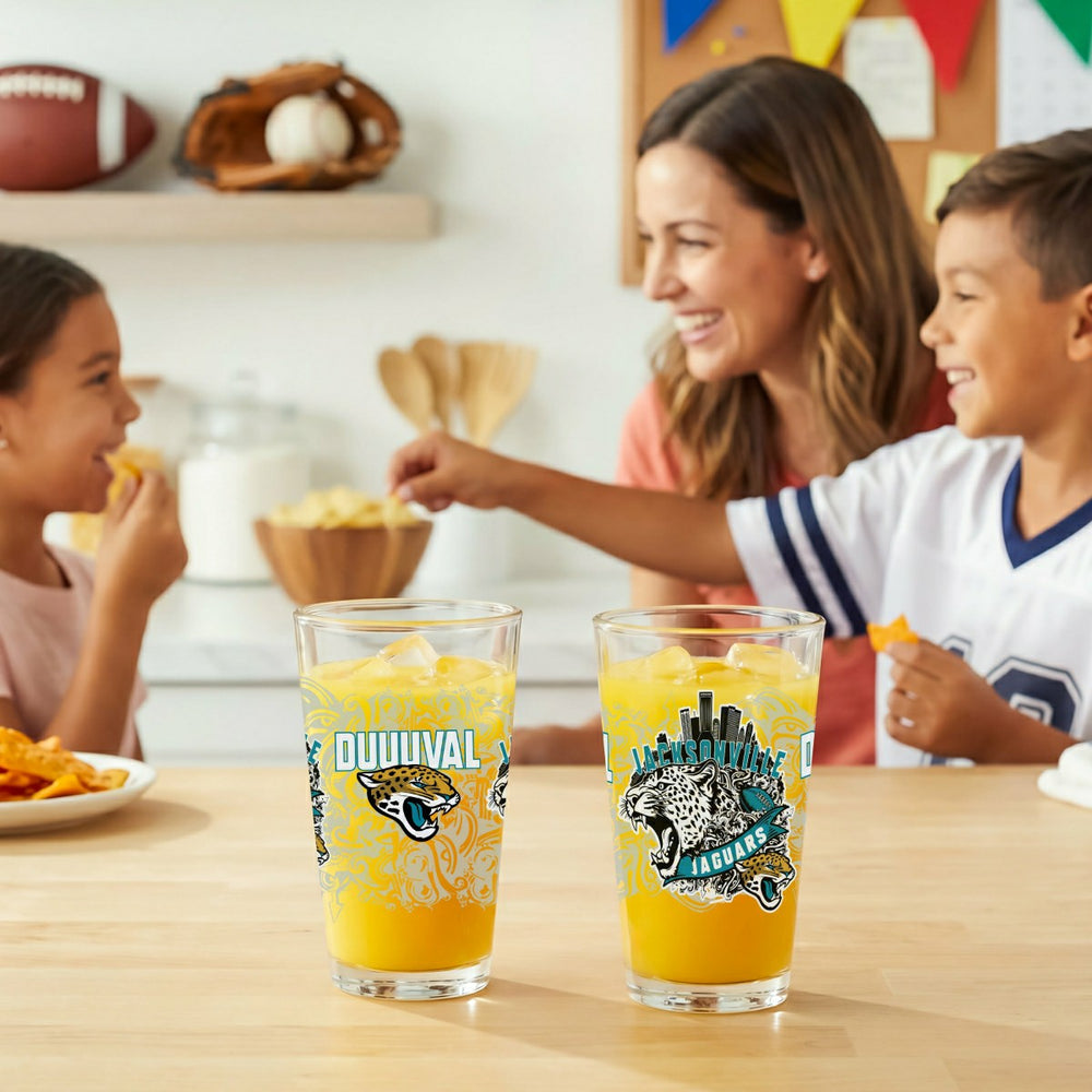 Jacksonville Jaguars 16oz Glass pint, Set of 2, NFL, Home