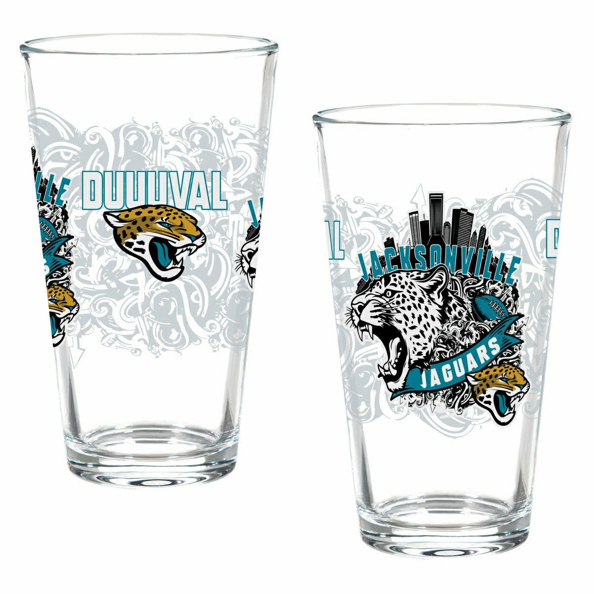 Jacksonville Jaguars 16oz Glass pint, Set of 2, NFL, Home