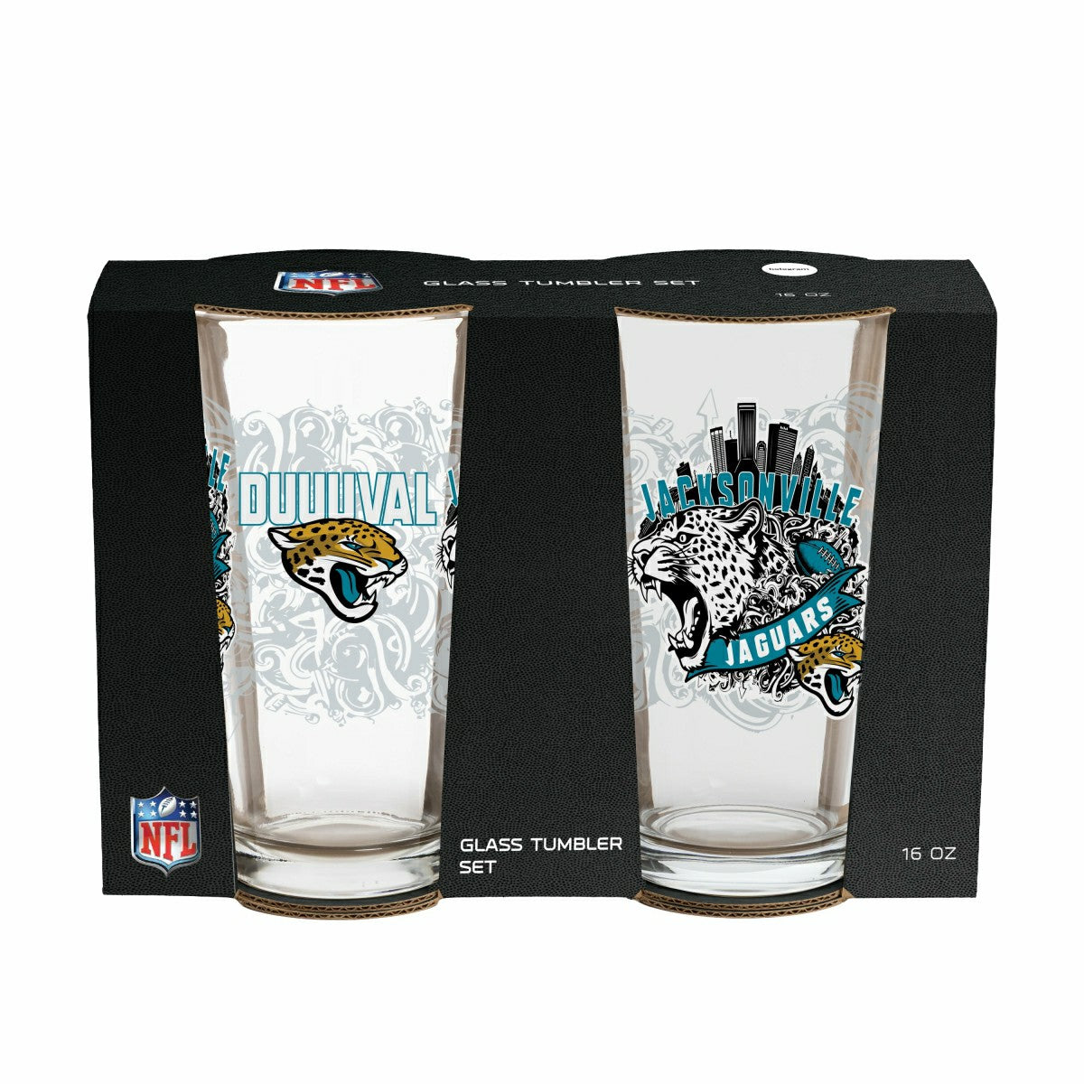 Jacksonville Jaguars 16oz Glass pint, Set of 2, NFL, Home