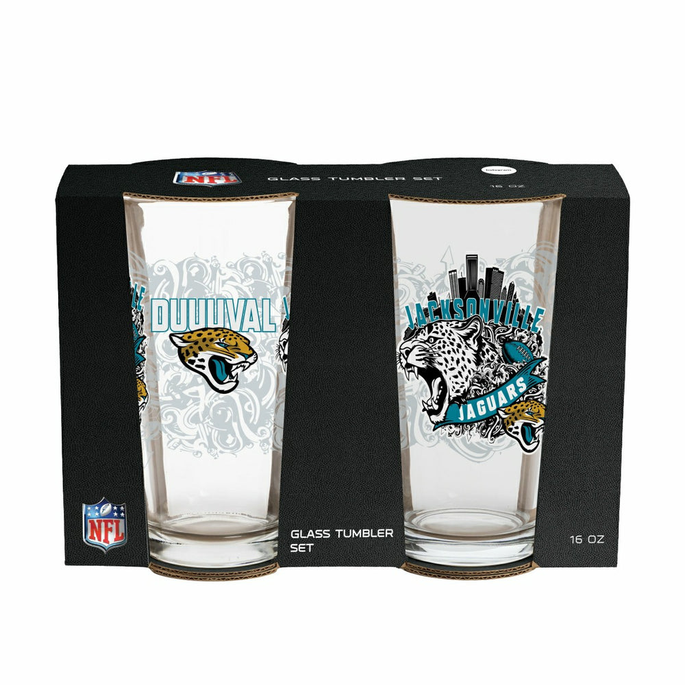 Jacksonville Jaguars 16oz Glass pint, Set of 2, NFL, Home
