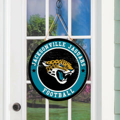 Jacksonville Jaguars Round Door Décor with Hanging Rope, 18x18, NFL, Home
