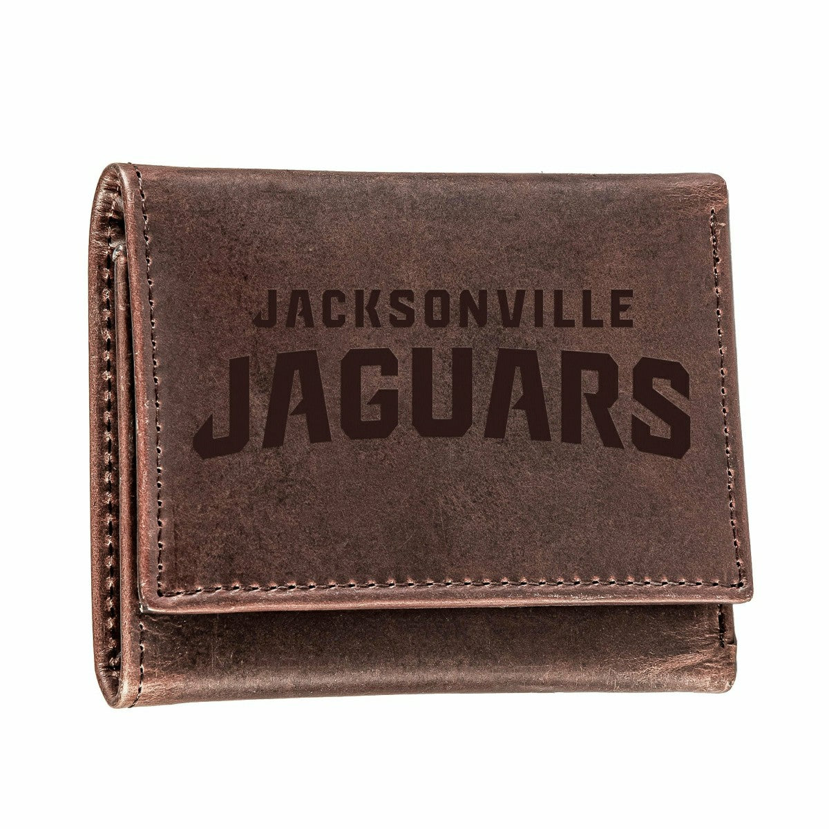 Jacksonville Jaguars, Tri-Fold Wallet, Brown, CH, 100% Genuine Leather, NFL, Home