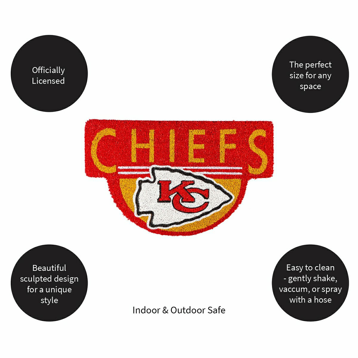 NFL Shaped Coir Door Mat, Chiefs, NFL