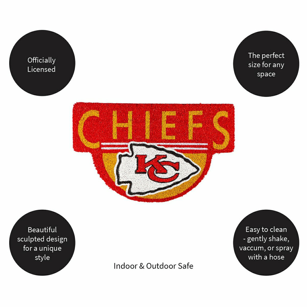 NFL Shaped Coir Door Mat, Chiefs, NFL