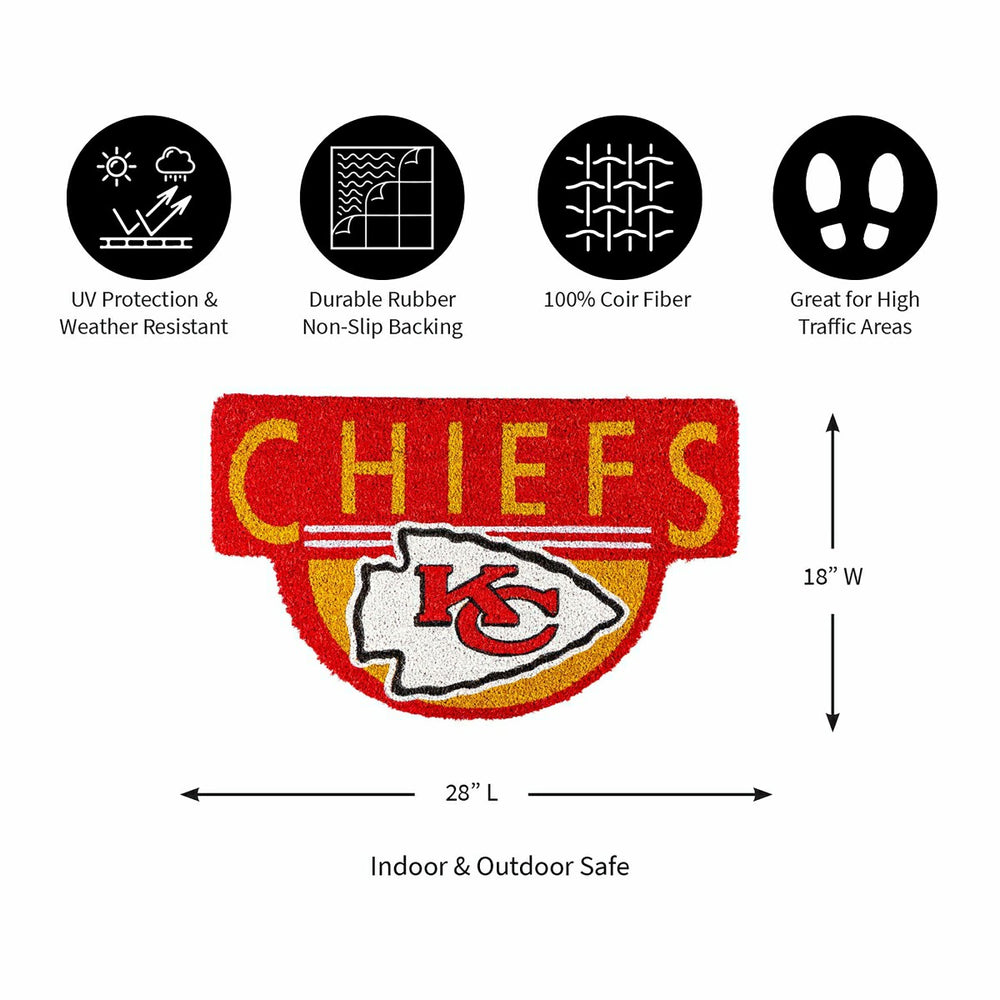 NFL Shaped Coir Door Mat, Chiefs, NFL