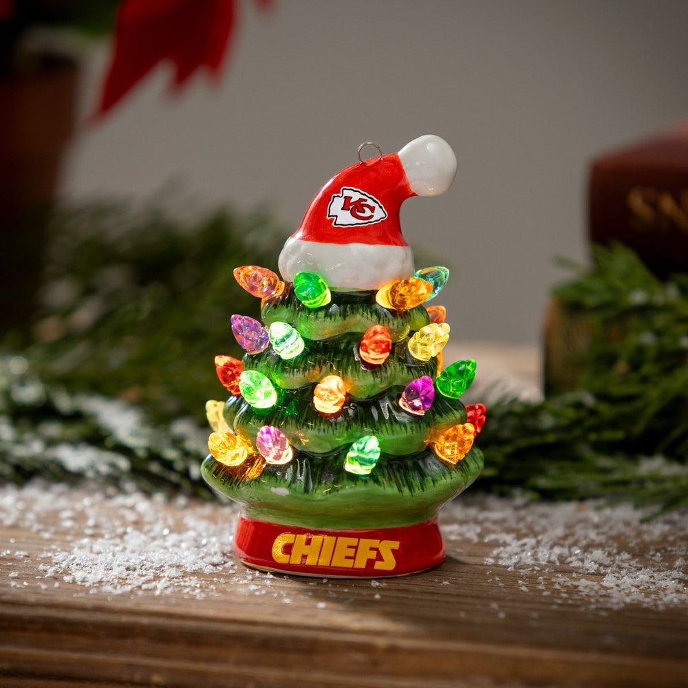 4" Mini LED Tabletop Christmas Tree, Set of 2, Kansas City Chiefs, NFL, Home