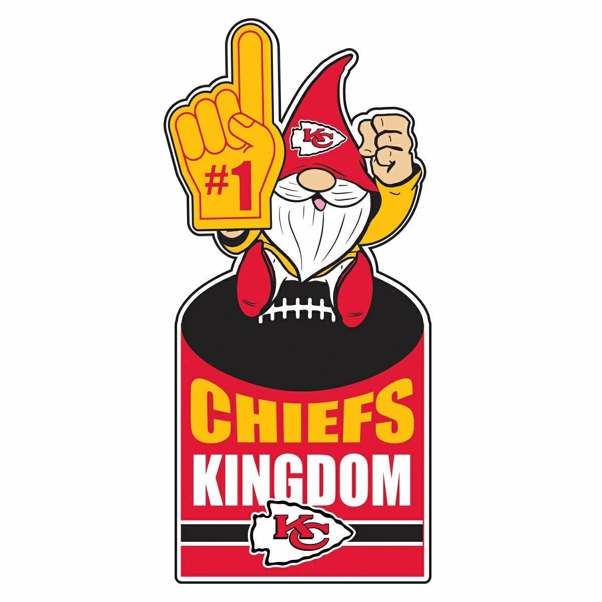 Kansas City Chiefs Gnome Metal Sign 10"L x 30"H, NFL, Home