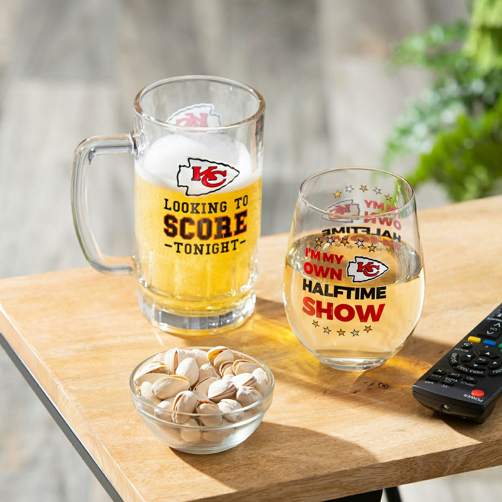 Kansas City Chiefs, Stemless 17OZ Wine & Beer 16 OZ Gift Set, NFL