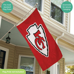 Kansas City Chiefs Single Sided Estate Flag with 2 Grommets, 3'x5', NFL, Home
