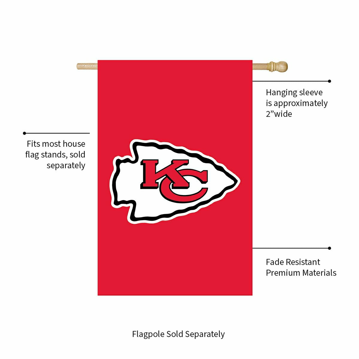 Kansas City Chiefs Applique House Flag, NFL, Home