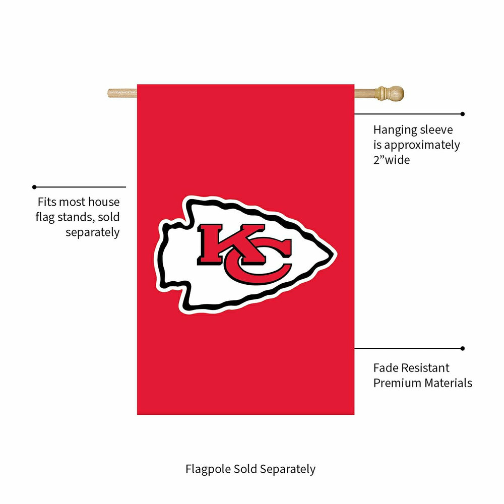 Kansas City Chiefs Applique House Flag, NFL, Home