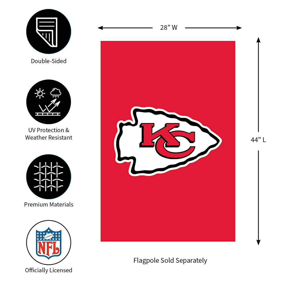 Kansas City Chiefs Applique House Flag, NFL, Home