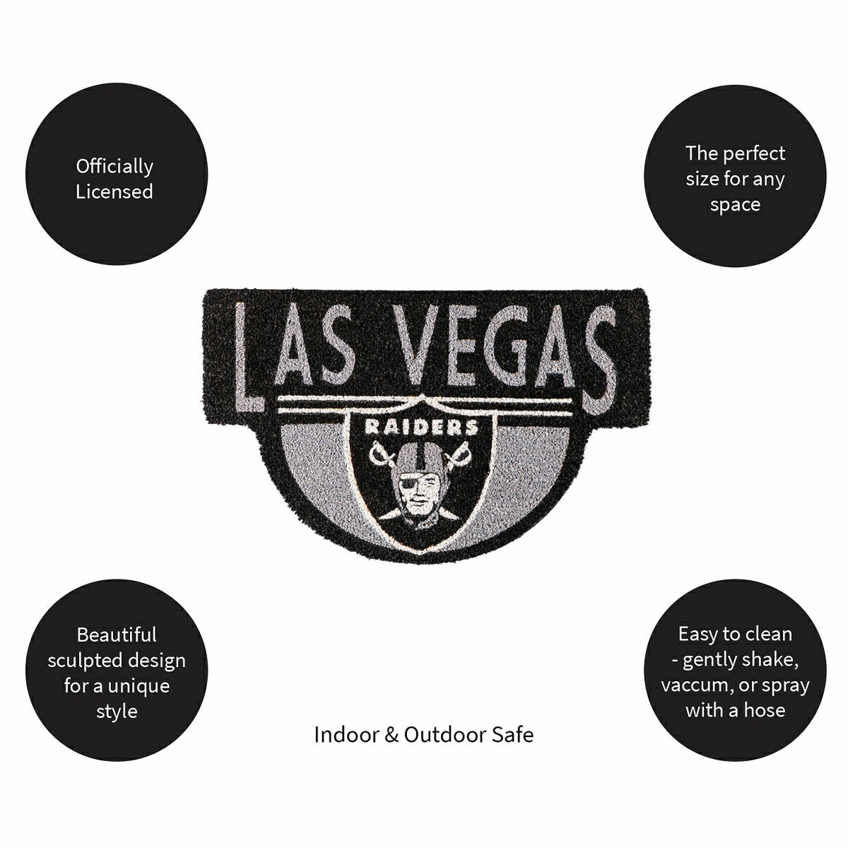 NFL Shaped Coir Door Mat, Raiders, NFL