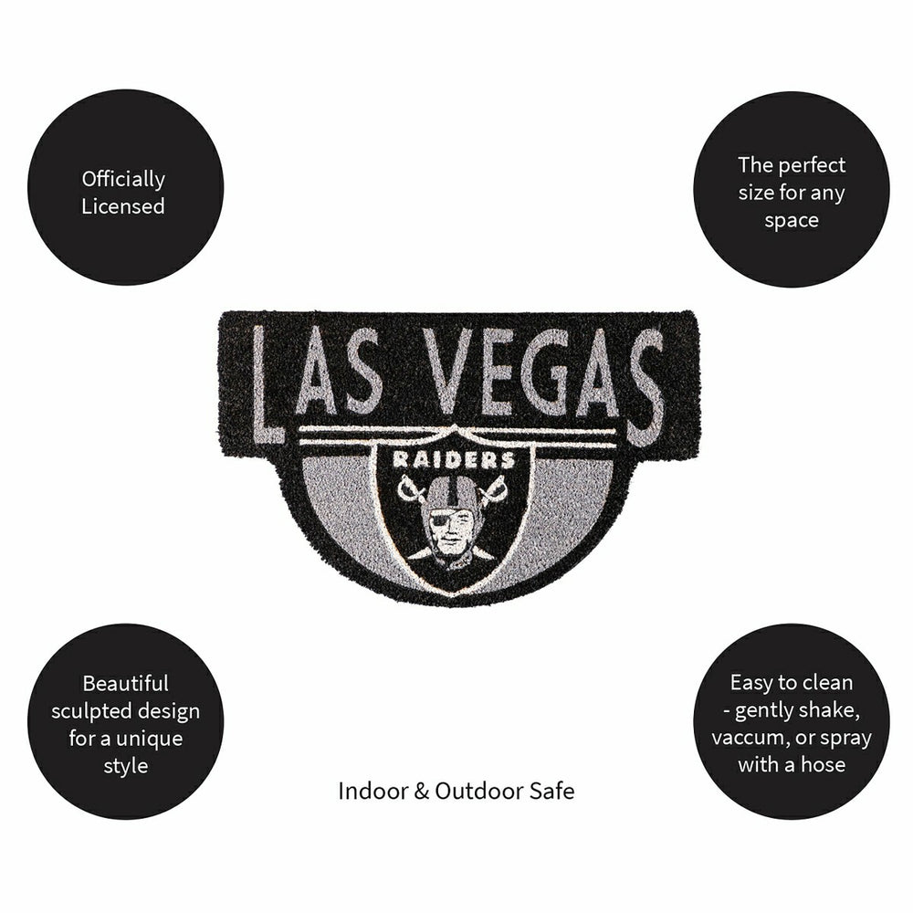 NFL Shaped Coir Door Mat, Raiders, NFL