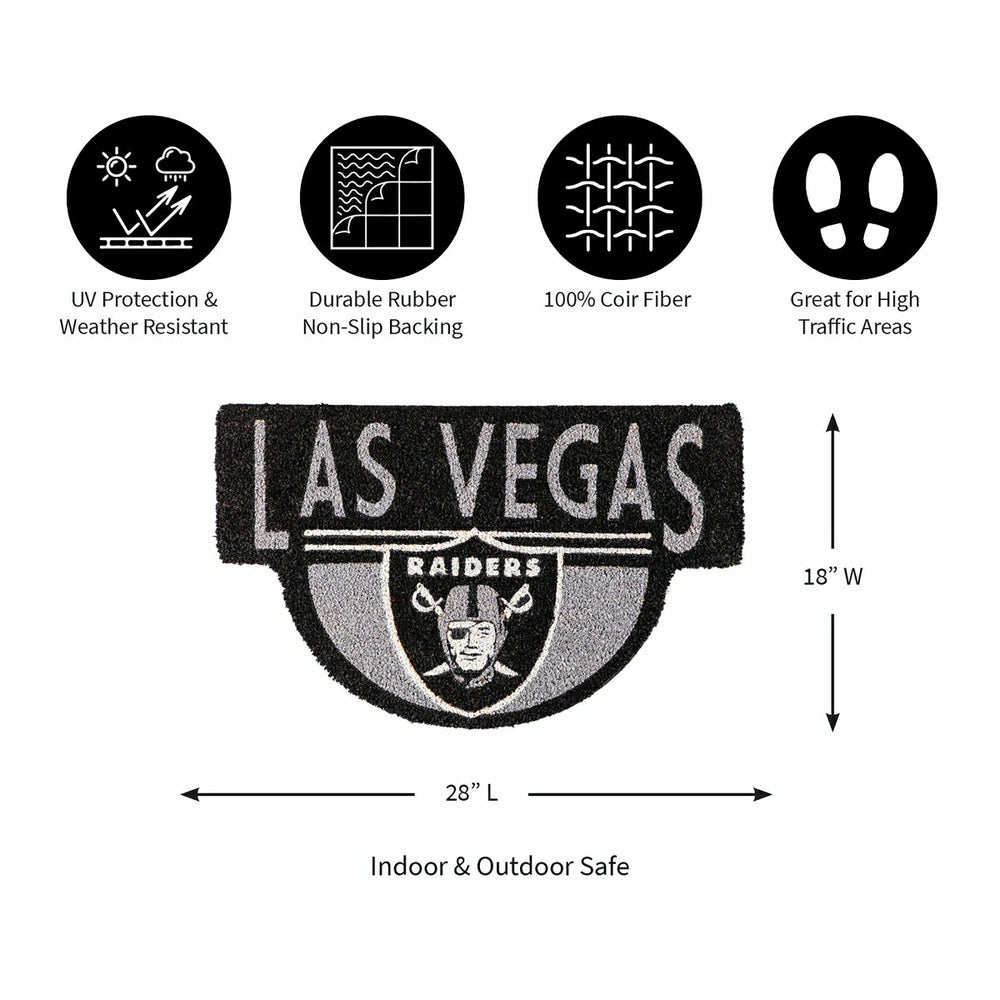 NFL Shaped Coir Door Mat, Raiders, NFL